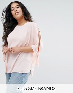 Блузка с разрезом на рукавах New Look Plus - Розовый