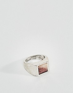 Серебристое кольцо-печатка с камнем ASOS - Серебряный