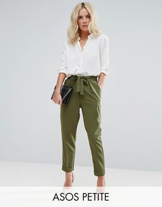 Тканые брюки-галифе с поясом оби ASOS PETITE - Зеленый