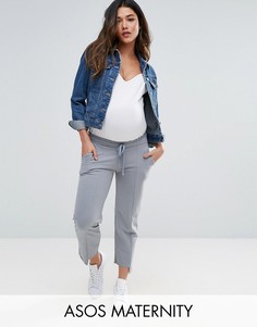 Джоггеры с широкими штанинами и ступенчатой кромкой ASOS Maternity - Серый