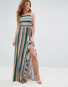 Полосатое платье макси с бретельками и бантом на спине ASOS - Мульти