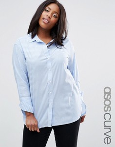 Oversize-рубашка с двойными манжетами ASOS CURVE - Синий