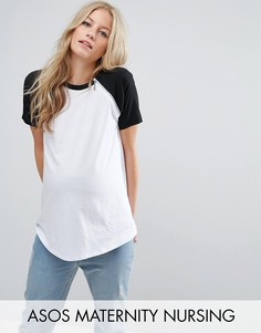 Футболка в стиле колор блок с молниями ASOS Maternity NURSING - Белый