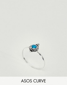 Серебряное кольцо с бирюзовым камнем ASOS CURVE - Серебряный