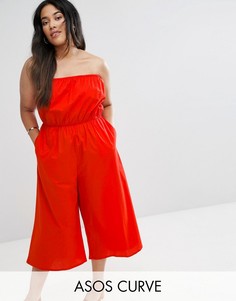 Хлопковый комбинезон-бандо ASOS CURVE - Красный