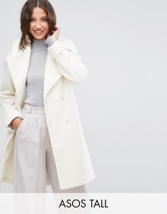 Oversize-пальто с отворотами на манжетах ASOS TALL - Бежевый