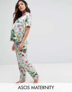 Пижамный комплект с цветочным принтом ASOS Maternity - Синий