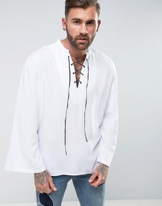 Oversize-рубашка со шнуровкой и широкими рукавами ASOS - Розовый