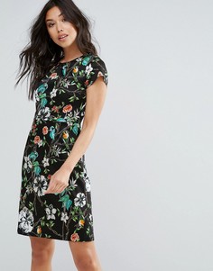 Цельнокройное платье с цветочным принтом Yumi - Черный
