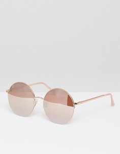 Круглые солнцезащитные очки цвета розового золота New Look - Черный