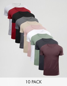 10 обтягивающих футболок с круглым вырезом ASOS - СО СКИДКОЙ - Мульти