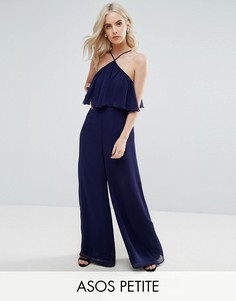 Комбинезон с широкими штанинами и халтером ASOS PETITE - Темно-синий