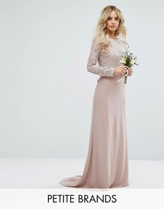 Кружевное платье макси с бантом на спине TFNC Petite Wedding - Розовый