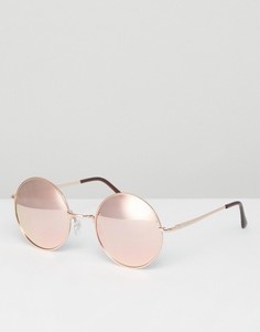Круглые металлические солнцезащитные очки со стеклами цвета розового золота ASOS - Золотой