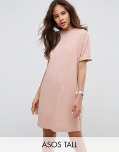 Платье-футболка с отворотами на рукавах ASOS TALL - Розовый