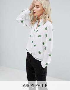 Блузка с принтом листьев ASOS PETITE - Мульти