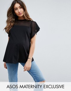 Топ с сетчатыми вставками ASOS Maternity - Черный