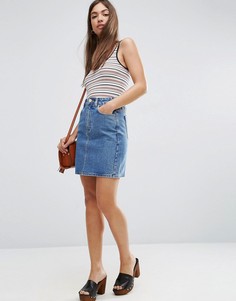 Синяя джинсовая юбка с завышенной талией ASOS - Синий
