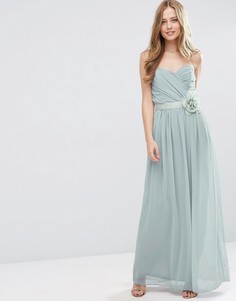 Шифоновое платье‑бандо макси со съемным цветочным украшением ASOS WEDDING - Серый