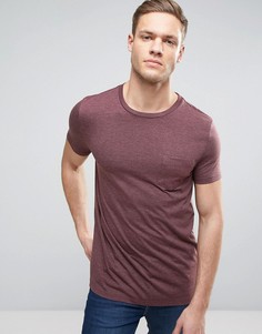 Красная футболка с круглым вырезом и карманом ASOS - Красный