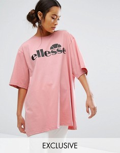 Oversize-футболка с контрастным логотипом Ellesse - Розовый
