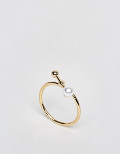 Кольцо ограниченной серии с искусственным жемчугом - Золотой Asos