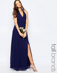 Шифоновое платье‑халтер макси TFNC WEDDING Tall - Темно-синий