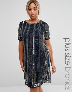 Цельнокройное платье с отделкой Lovedrobe Luxe - Темно-синий