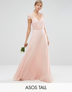 Кружевное платье макси ASOS TALL Kate - Бежевый