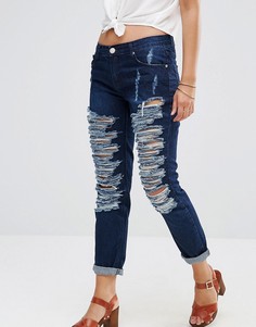 Рваные джинсы в винтажном стиле Glamorous - Синий