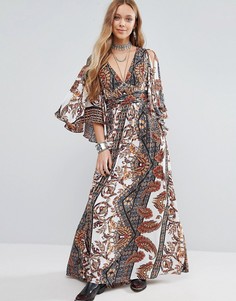 Платье макси с принтом Free People - Кремовый