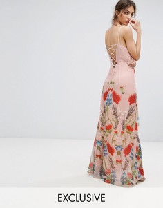 Платье макси с принтом и шнуровкой сзади Hope & Ivy - Розовый
