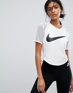 Кроп-топ с сетчатыми вставками Nike - Белый