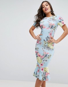 Платье-футболка миди с цветочным принтом ASOS - Мульти