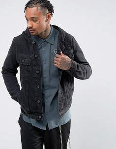Черная джинсовая куртка с капюшоном ASOS - Черный