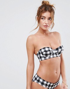 Удлиненный бикини-топ бандо в клеточку ASOS - Мульти