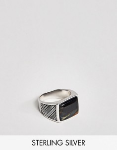 Серебряное кольцо-печатка с тигровым глазом Seven London - Серебряный