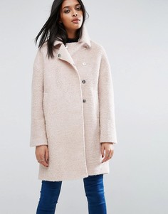 Пальто-кокон в стиле oversize с добавлением шерсти и текстурой букле ASOS - Розовый