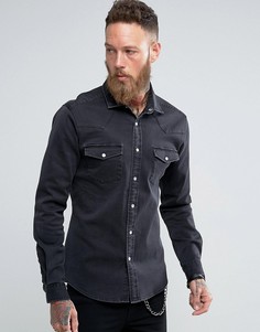 Черная джинсовая рубашка стандартного кроя ASOS - Черный