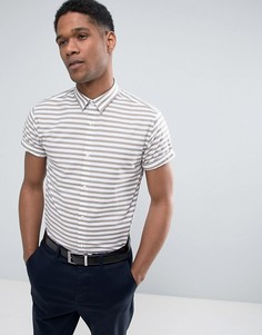 Облегающая рубашка в полоску с короткими рукавами Jack & Jones - Светло-серый