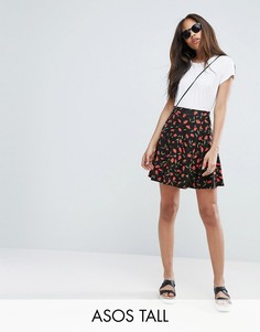 Короткая расклешенная юбка с цветочным принтом ASOS TALL - Мульти