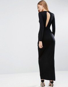 Платье макси с длинными рукавами и открытой спиной ASOS - Черный