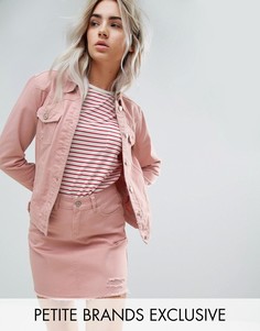 Розовая джинсовая куртка с потертой отделкой Urban Bliss Petite - Розовый