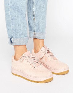 Розовые замшевые кроссовки премиум Nike Air Force 1 Upstep - Оранжевый