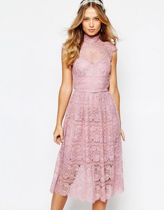 Кружевное платье с цветочным узором Body Frock Wedding - Розовый