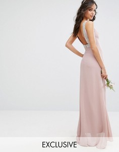 Платье макси с открытой спиной и отделкой TFNC WEDDING - Розовый