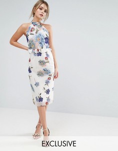 Платье миди с высоким воротом и цветочным принтом Hope & Ivy - Мульти