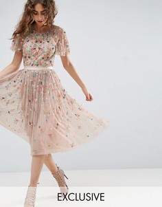 Платье миди с отделкой Needle and Thread Starburst - Розовый
