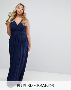 Декорированное платье макси с запахом TFNC Plus Wedding - Темно-синий