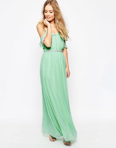 Платье макси с открытыми плечами ASOS - Зеленый